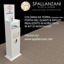 TOTEM COLONNINA PIANTANA PORTA DISPENSER GEL GUANTI E RIFIUTI IN NOBILITATO