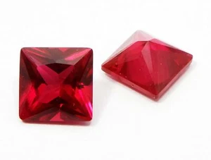 Natural Enhanced Loose Gem 5 mm Square Cut Super Clean Mogok Ruby 2 Pieces - Picture 1 of 3