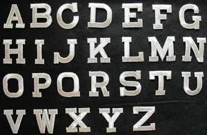 LETTER-1 3/4" Silver Letters Embroidery Iron On Applique Patch / 1 PC - Picture 1 of 24