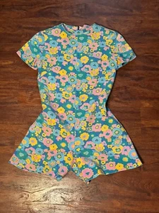 Vintage 70s Floral Zip Up Romper - Picture 1 of 3
