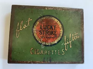 Vintage Lucky Strike Flat Fifties Toasted Cigarettes Tin Container - Picture 1 of 8