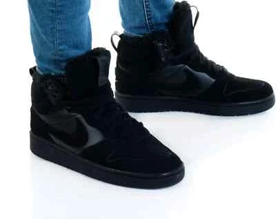 Nike Court Borough Mid 2 Boys Girls Trainers Triple Black Size Uk 3,3.5,4,5,5.5 - Image 1 of 4