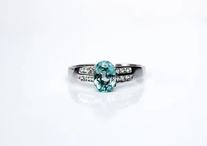 2.16tcw Blue & White Ratanakiri Zircon 10K White Gold Ring - Picture 1 of 4