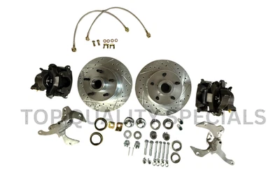 Ford Fairlane 1954 1955 1956 Front 11" Drilled Rotor Disc Brake Kit 5 x 4 1/2 - Image 1 of 4