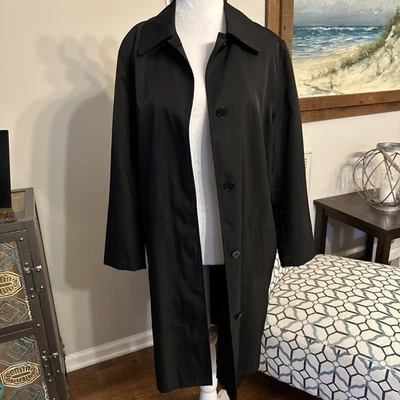 LAUREN Ralph Lauren S Trench Coat Raincoat A-Line above At The Knee Black - Image 1 of 4