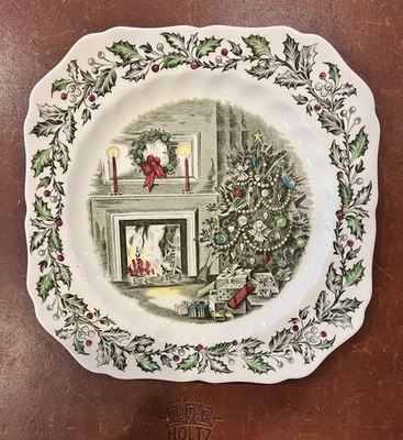 Johnson Bros England MERRY CHRISTMAS 7.5” Dessert Salad Plate -  Hand Engraving - Image 1 of 4