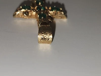 Colgante Cruz Oro Macizo con Esmeraldas Naturales - 10,82 Gramos Foto 1 de 4