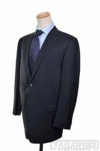 ERMENEGILDO ZEGNA Blue Striped Wool Jacket Pants SUIT Mens - EU 56 / US 46 L - Picture 1 of 10