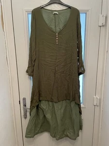 ANSELF Lagenlook Layered Long Green Tunic Dress Size M - Picture 1 of 5