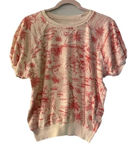 The Great Top Mujer 1 Pequeña Sudadera Roja Estampado Palma Manga Abullonada Pullover - Imagen 1 de 11