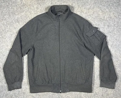 Gap Bomber Jacket Men’s L Gray Wool Blend Full Zip Lined Coat Winter Y2K Pockets - Image 1 of 4