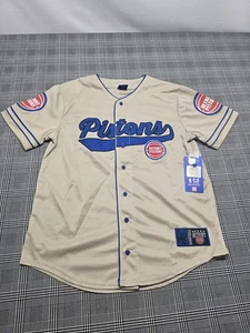 Men's Fanatics Detroit Pistons Button Up Jersey Size Medium  Brand New With Tags - Picture 1 of 3