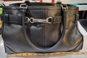 Coach # E0793-F11200 Black Leather Satchel Carry-All Handbag Tote Purse - Picture 1 of 5