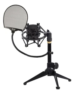 Rockville Adjustable Podcast Podcasting Tripod Mic Stand+Shockmount+Pop Filter - Picture 1 of 9