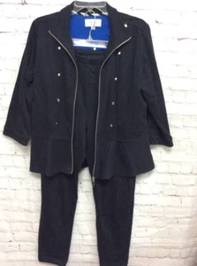 Conjunto Blazer Chaqueta Pantalón Erin London Mujer Negro Cremallera A Presión Bolsillos Tachonados S - Imagen 1 de 11