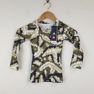 Adidas T-shirt Boys 4-5 Years Green Camouflage Lego Long Sleeve Top - Picture 1 of 12