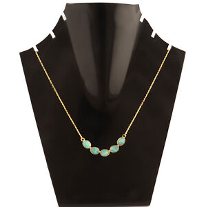 Classic Design Real Amazonite Yellow Gold Plated Necklace Chain Pendant Jewelry 