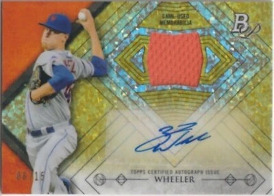 2014 Bowman Platinum Zack Wheeler Auto Relic Canary Diamond Parallel /15 #AR-ZW - Image 1 of 2