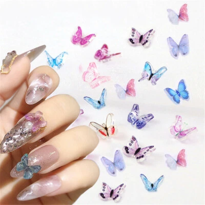 Paquete de 10 Mini Mariposa Arte en Uñas Acrílico 3D Mezclado Decoración Punta Manicura Puntera Hágalo Usted Mismo 8 mm Foto 1 de 4