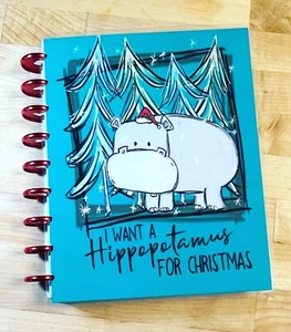 Hippopotamus for Christmas Holiday Front/Back Cover Set 4 use w HAPPY Planner- - Picture 1 of 4