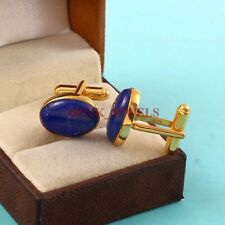 Natural Lapis Lazuli Gemstone with Gold Plated 925 Sterling Silver Cufflink 3475
