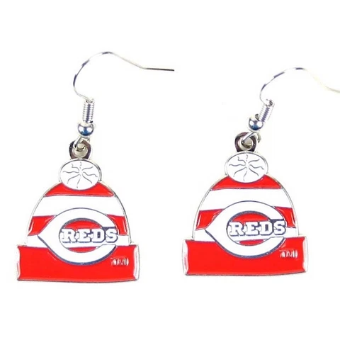 Cincinnati Reds Knit Hat Earrings Cover