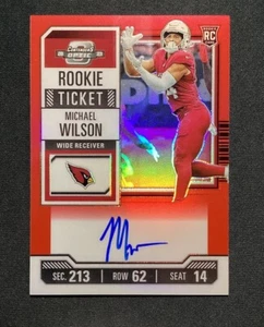 Boleto de novato Contenders Optic 2023 automático Michael Wilson radiocontrol rojo Prizm/175 - Imagen 1 de 4