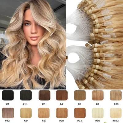 Browm 100% Human Hair Micro Ring Tip Micro Loop Beads Remy Hair Extensions 1g/s - Image 1 of 4