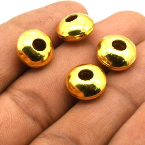 8 Pcs 10X6mm Saucer Spacer Bead 18k Gold Plated Jewelry Making Bead - Picture 1 of 5
