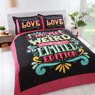 Black Duvet Covers Limited Edition Slogan Pink Easy Care Quilt Cover Bedding Set