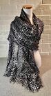 Black And White Chevron Scarf Shawl 74" Long 38" Wide Light Weight  100% Viscose