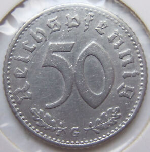 Moneta Rzesza Niemiecka 3. Rzesza 50 Reichspfennig 1944 G w bardzo ładnym
