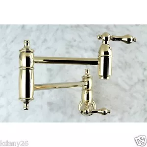 Kingston Brass Restoration Kitchen Faucet Pot Filler In Polished Brass KS3102AL - Picture 1 of 3