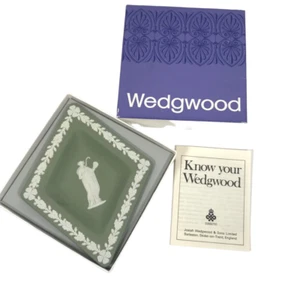 Vintage Wedgwood Jasper Sage Green Sweets Dish Diamond Tray Trinket Jasperware - Picture 1 of 5