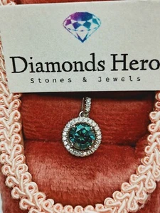 Pendente Diamante in Moissanite verde 0.8ct round green diamond pendant - Photo 1/7