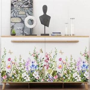 Garden Flower Plants Butterfly Window Static Clings Sticker Decor Non Adhesive - Picture 1 of 7