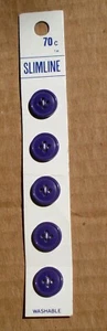 Set of 5 Vtg Streamline Lilac Purple Four-Hole Sew-through Buttons 9/16" NOS - Picture 1 of 2