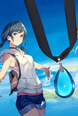 Student Gifts Cartoon Anime Raindrop Faux Crystal Pendant Chain Necklace New - Image 1 of 4
