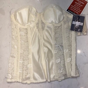 Dominique Intimate Apparel Longline Lace Torsolette Bridal Corset - Ivory 34B - Picture 1 of 3
