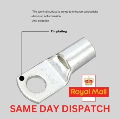 70mm2 COPPER TUBE TERMINALS CRIMP LUGS BATTERY WELDING CABLE LUG RING CRIMP - Image 1 of 4