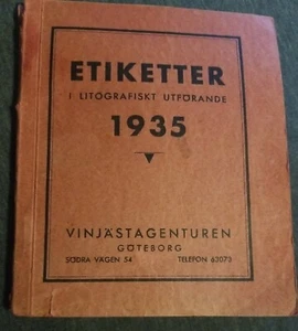 RARO 1935 Suecia Botella Lámina Etiqueta Vendedor Muestra Libro Etiqueta Litografías - Imagen 1 de 11