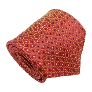 Jos. A. Bank Necktie Red Geometric Pattern Men's Silk Neck Tie Jacquard - Picture 1 of 5