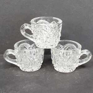 Antique EAPG Childs Mug Set of 3 Punch Cups Cut Glass Crystal Hobstar Pinwheel - Imagen 1 de 5