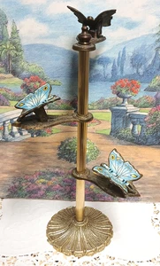 Vintage Allied Messing drei Ebenen blau geflügelt Schmetterling Clip Notiz Halter Ständer - Bild 1 von 10