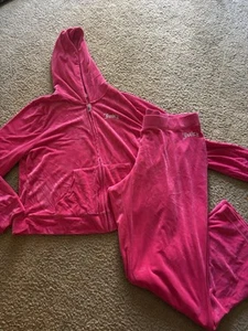 Juicy Couture Velour Track Jogger Suit 2XL Pink Hooded Y2K Athleisure Zip - Picture 1 of 14