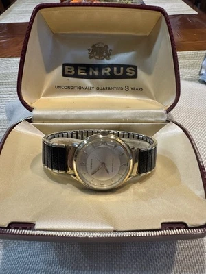 Reloj Hombre Benrus 10K RGP Vintage Con Caja, Pulsera 10K GF + – Funcionamiento 7001 Foto 1 de 4