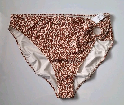 Antigua parte inferior de bikini azul marino para mujer tiro medio junta tórica lateral estampado de leopardo talla 2X Foto 1 de 3
