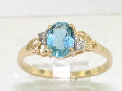 Aquamarin Ring 585 Gelbgold 14Kt Gold natürlicher Aquamarin   2 Brillanten - Bild 1 von 4