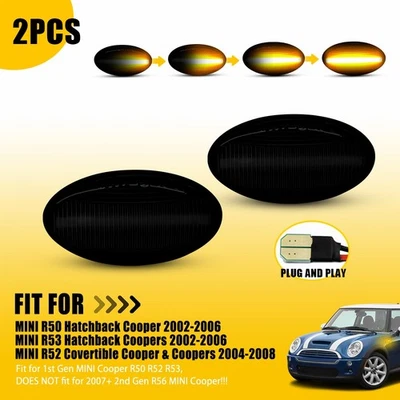 LED Front Side Marker Lights For MINI Cooper R50 R52 R53 2002-08 Dynamic Amber — 第 1/4 张图片