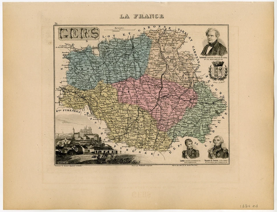 Estampado antiguo-GERS-AUCH-MARECHAL LANNES-FRANCIA-Vuillemin-Migeon-1884 Foto 1 de 1